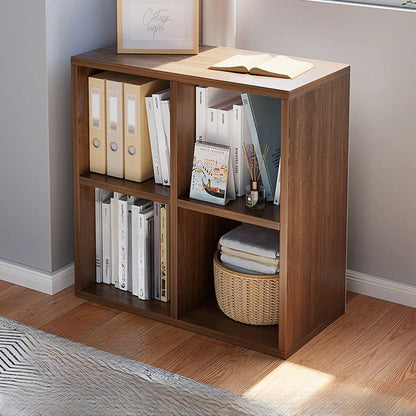 Bibliothèque horizontale cubique en bois blanc décontracté