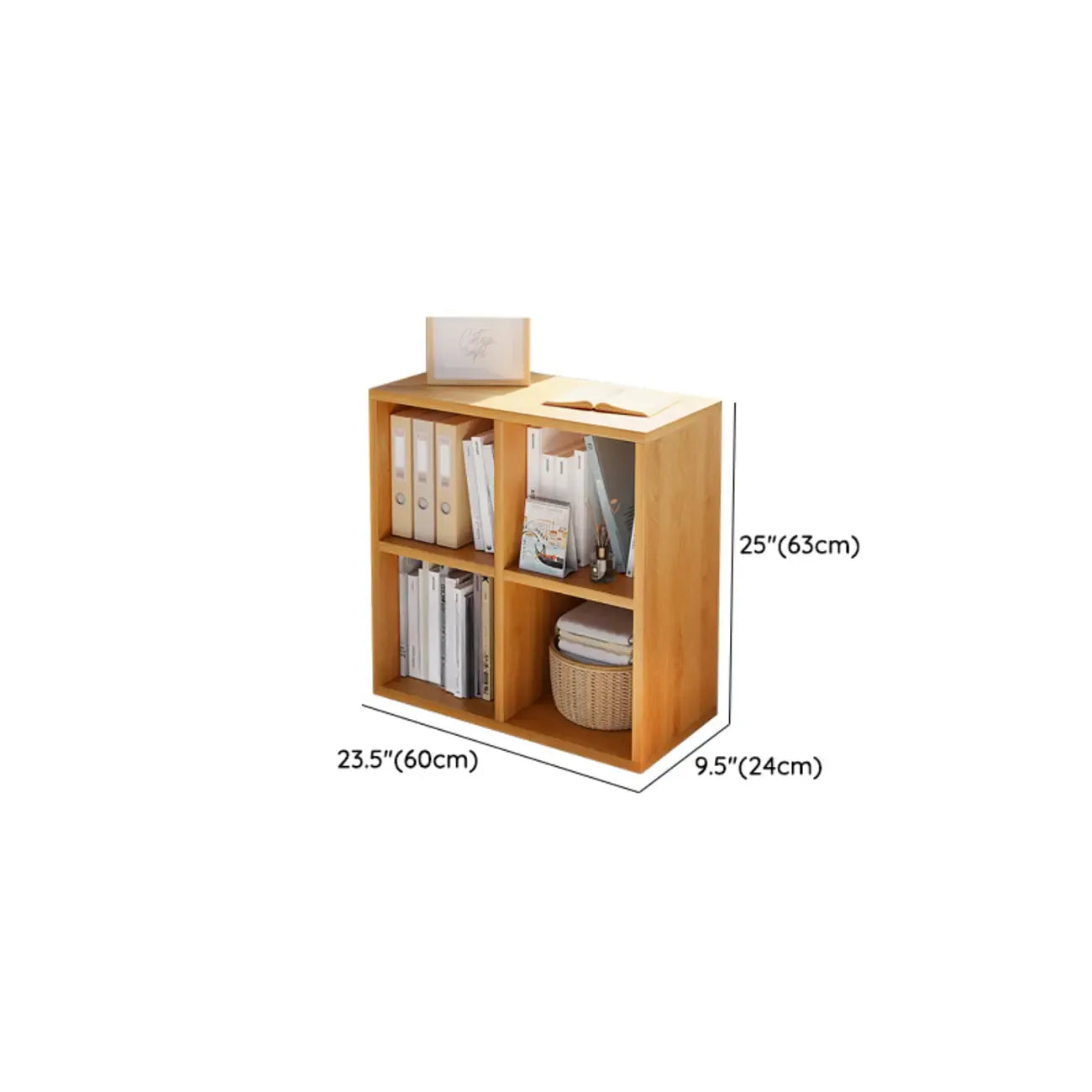 Bibliothèque horizontale cubique en bois blanc décontracté