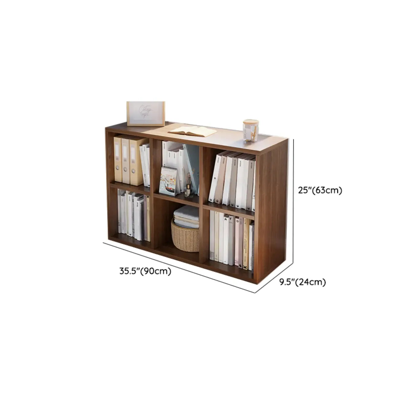 Bibliothèque horizontale cubique en bois blanc décontracté