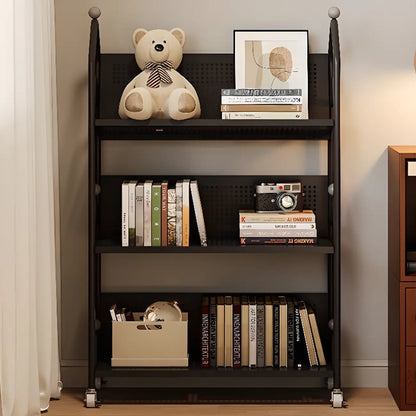 Bibliothèque roulante moderne minimaliste blanche/noire à 3 niveaux en métal