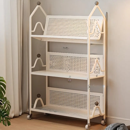 Bibliothèque roulante moderne minimaliste blanche/noire à 3 niveaux en métal