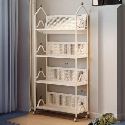 Bibliothèque roulante moderne minimaliste blanche/noire à 3 niveaux en métal