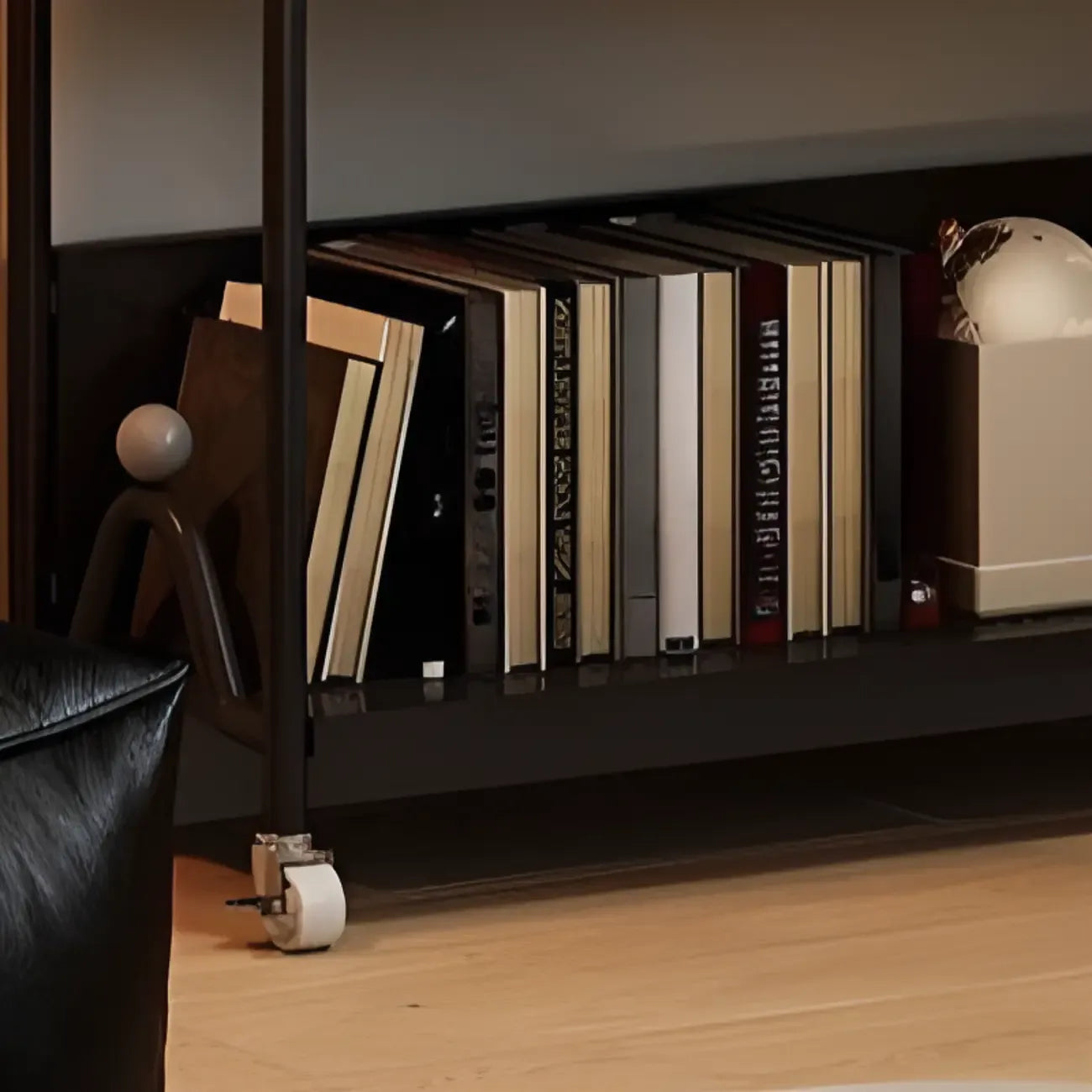 Bibliothèque roulante moderne minimaliste blanche/noire à 3 niveaux en métal