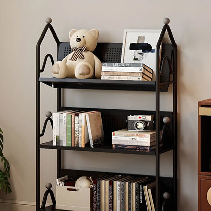 Bibliothèque roulante moderne minimaliste blanche/noire à 3 niveaux en métal