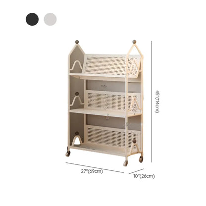 Bibliothèque roulante moderne minimaliste blanche/noire à 3 niveaux en métal