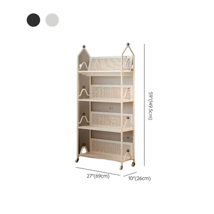 Bibliothèque roulante moderne minimaliste blanche/noire à 3 niveaux en métal