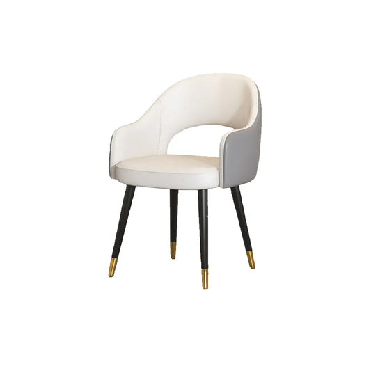 Chaises de salle à manger en cuir avec dossier incurvé ouvert et accoudoirs