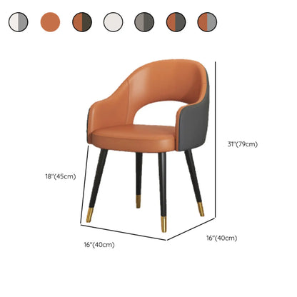 Chaises de salle à manger en cuir avec dossier incurvé ouvert et accoudoirs