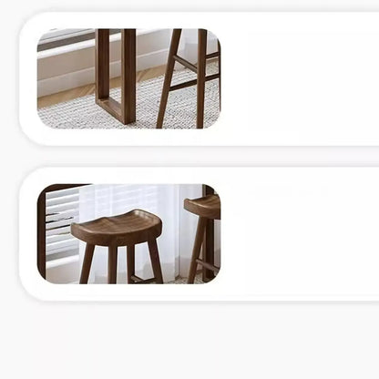 Table de bar décontractée en bois brun avec piètement traîneau