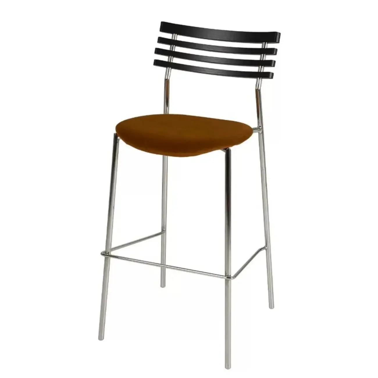 Tabourets de bar à assise en cuir vert et dossier en rotin