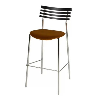 Tabourets de bar à assise en cuir vert et dossier en rotin