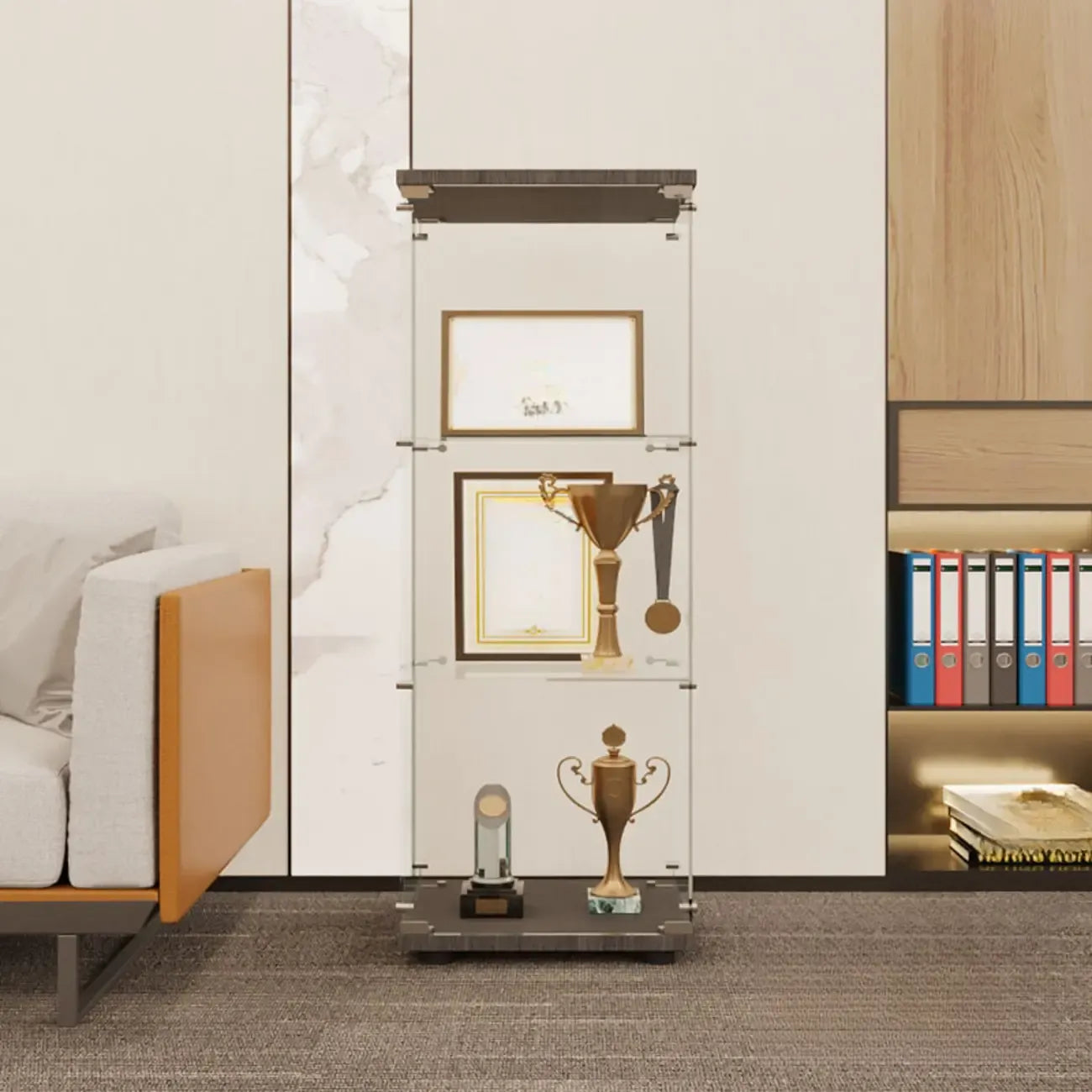 Étagère réglable noire, vitrine de rangement ouverte