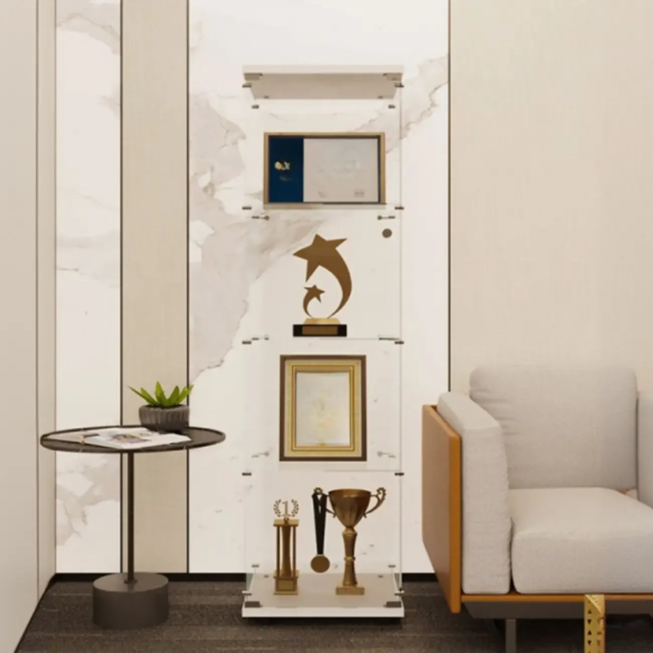 Étagère réglable noire, vitrine de rangement ouverte