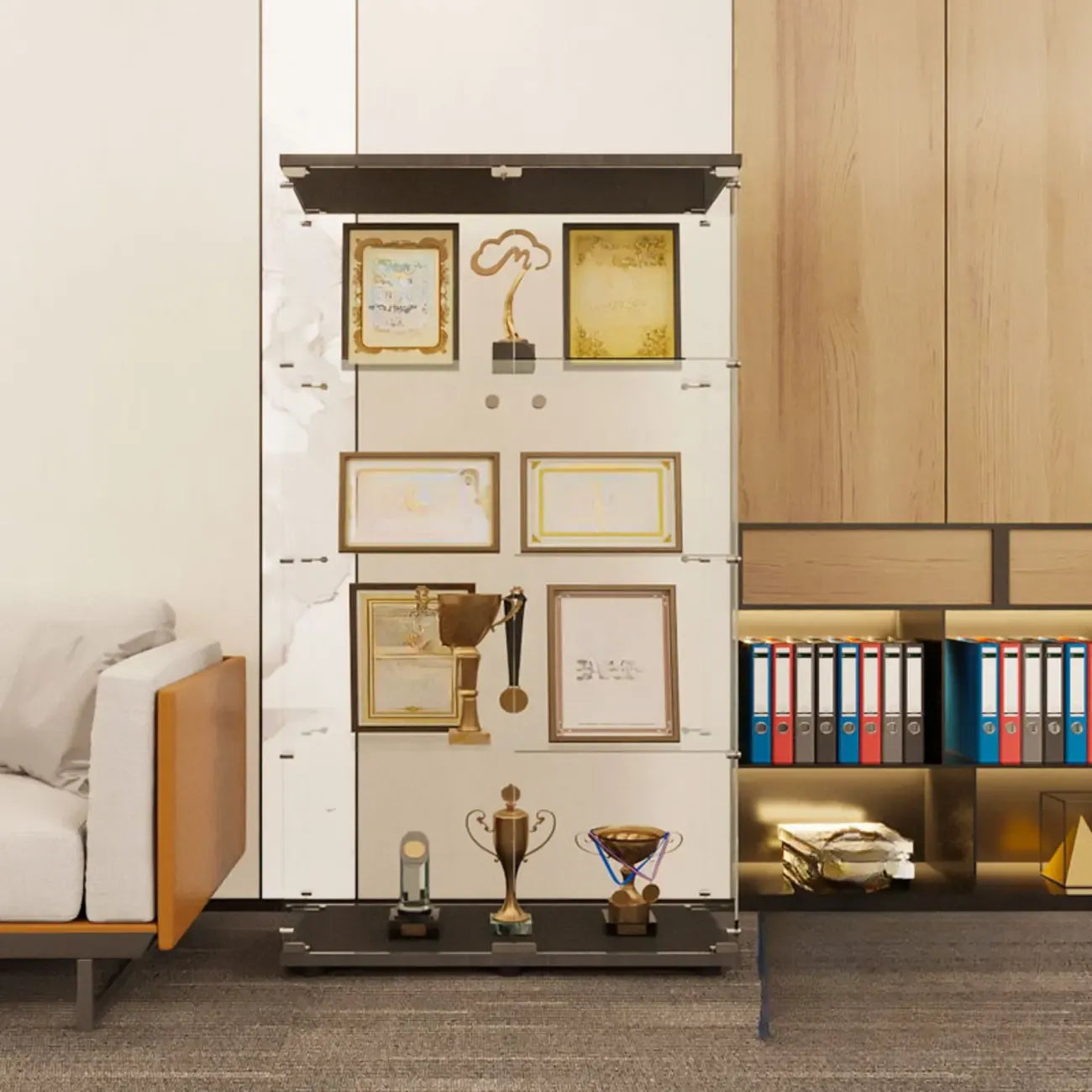 Étagère réglable noire, vitrine de rangement ouverte