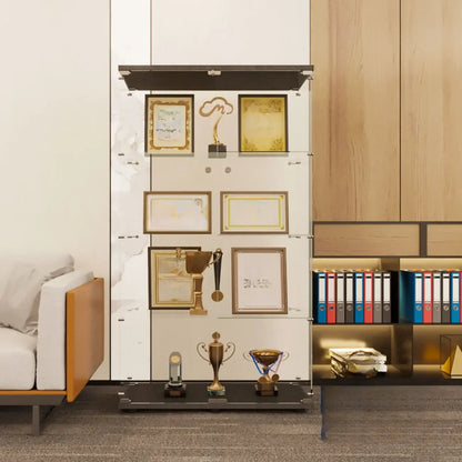 Étagère réglable noire, vitrine de rangement ouverte