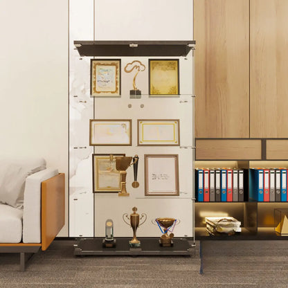 Étagère réglable noire, vitrine de rangement ouverte