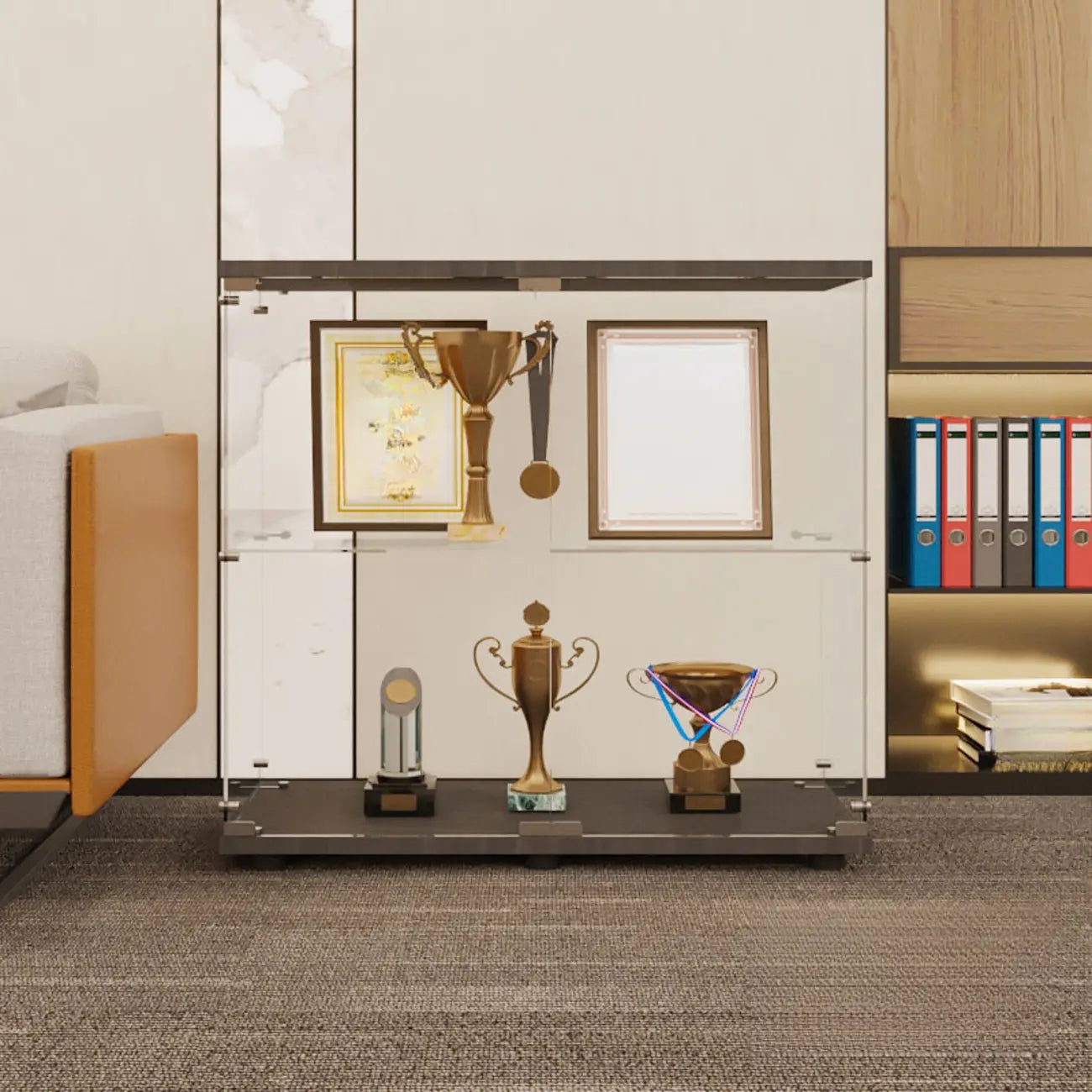 Étagère réglable noire, vitrine de rangement ouverte