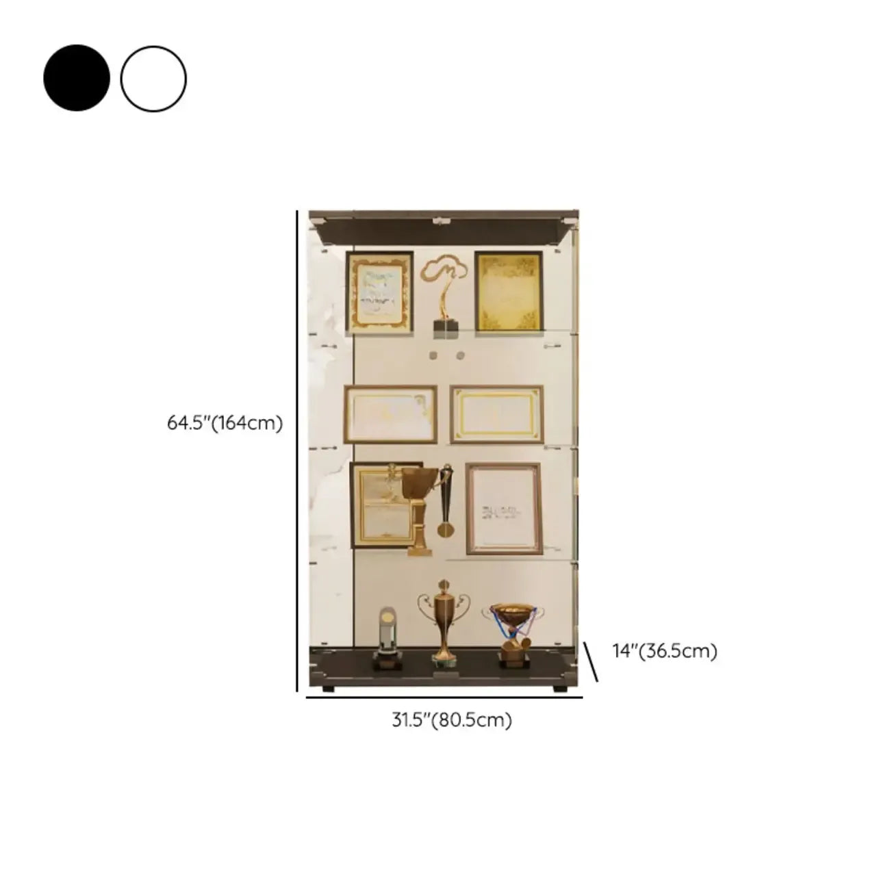 Étagère réglable noire, vitrine de rangement ouverte