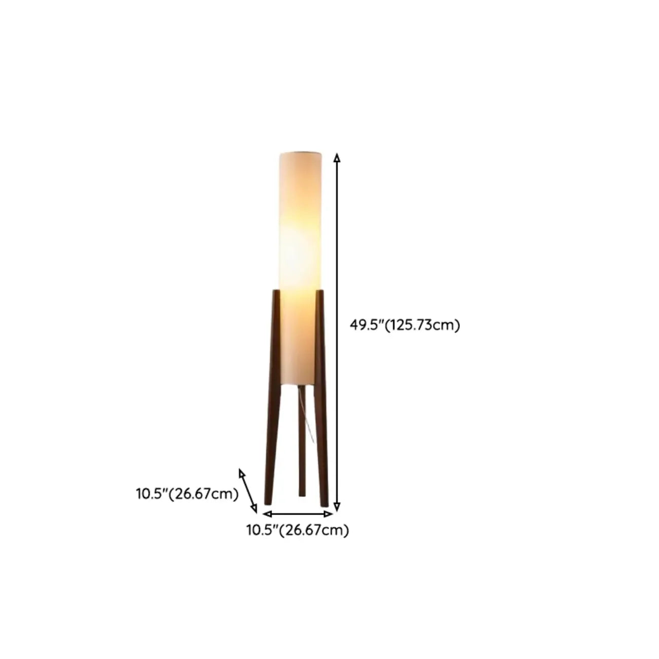 Lampadaire torche vintage en bois avec LED et abat-jour en tissu