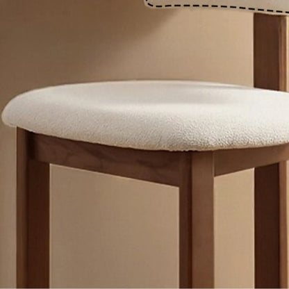 Tabourets de bar sans accoudoirs en tissu bouclé blanc et bois marron
