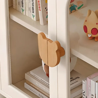 Bibliothèque moderne basse en bois blanc avec portes vitrées