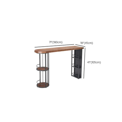 Tables de bar vintage en bois marron et fer noir avec étagères de rangement