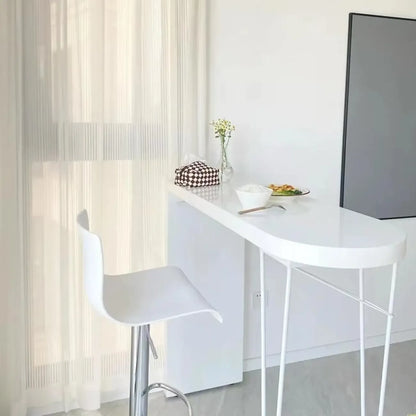 Tables de bar élégantes à double piétement en bois et métal blanc pur