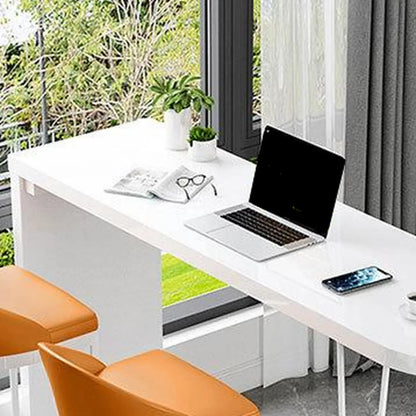 Tables de bar élégantes à double piétement en bois et métal blanc pur