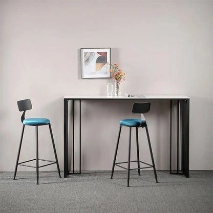 Table de bar moderne et simple en marbre et fer noir