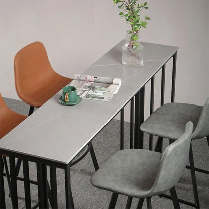 Table de bar moderne et simple en marbre et fer noir