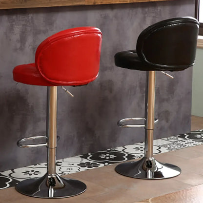 Tabouret de bar pivotant et réglable en cuir contemporain
