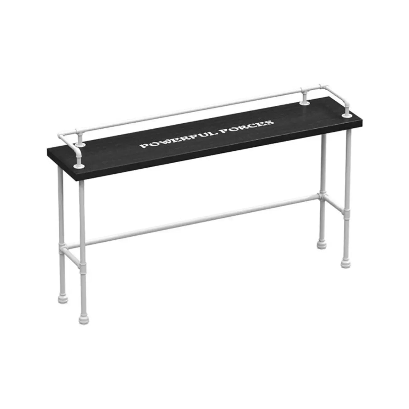 Table de bar rectangulaire à quatre pieds en bois noir et métal blanc, pour 4 personnes