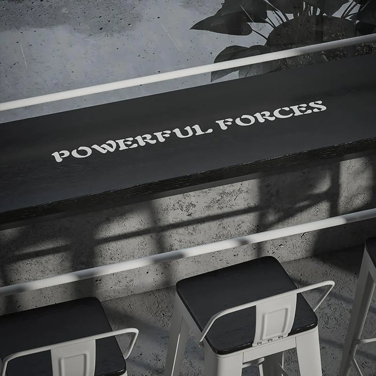 Table de bar rectangulaire à quatre pieds en bois noir et métal blanc, pour 4 personnes