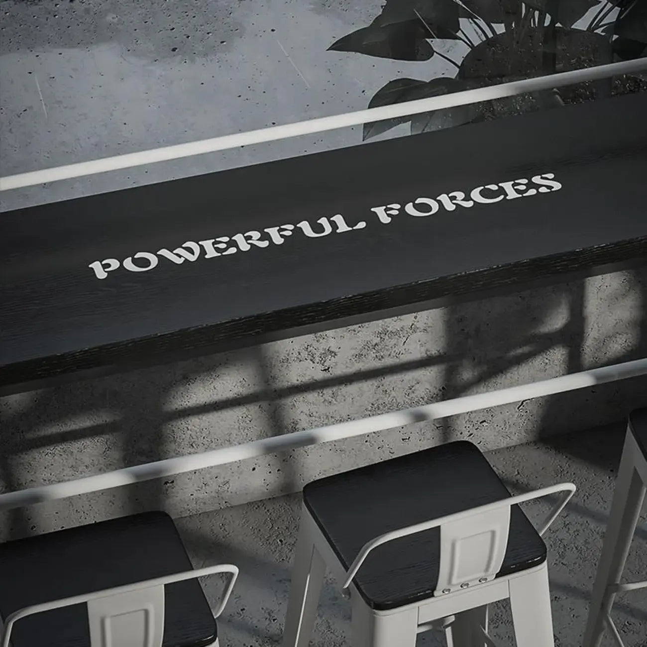 Table de bar rectangulaire à quatre pieds en bois noir et métal blanc, pour 4 personnes