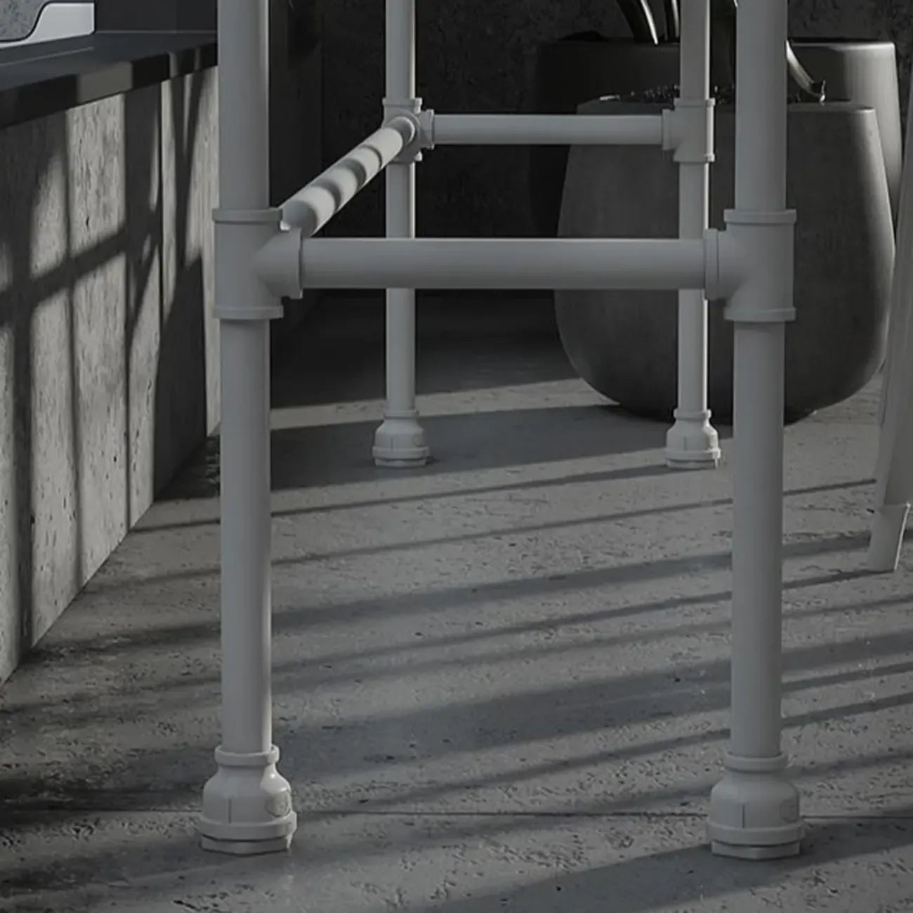 Table de bar rectangulaire à quatre pieds en bois noir et métal blanc, pour 4 personnes