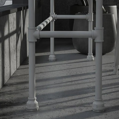 Table de bar rectangulaire à quatre pieds en bois noir et métal blanc, pour 4 personnes