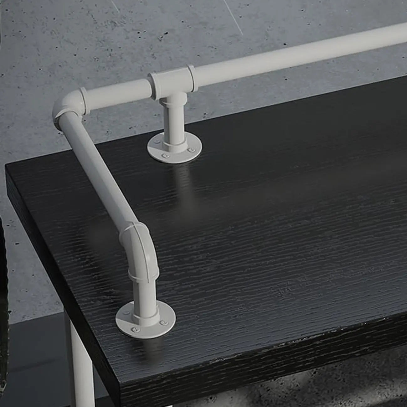 Table de bar rectangulaire à quatre pieds en bois noir et métal blanc, pour 4 personnes