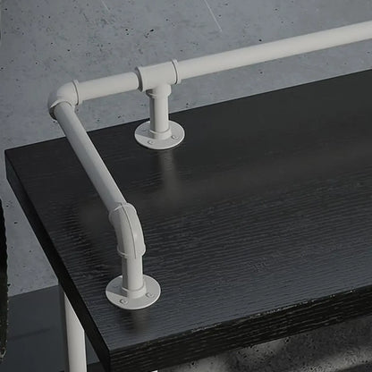 Table de bar rectangulaire à quatre pieds en bois noir et métal blanc, pour 4 personnes