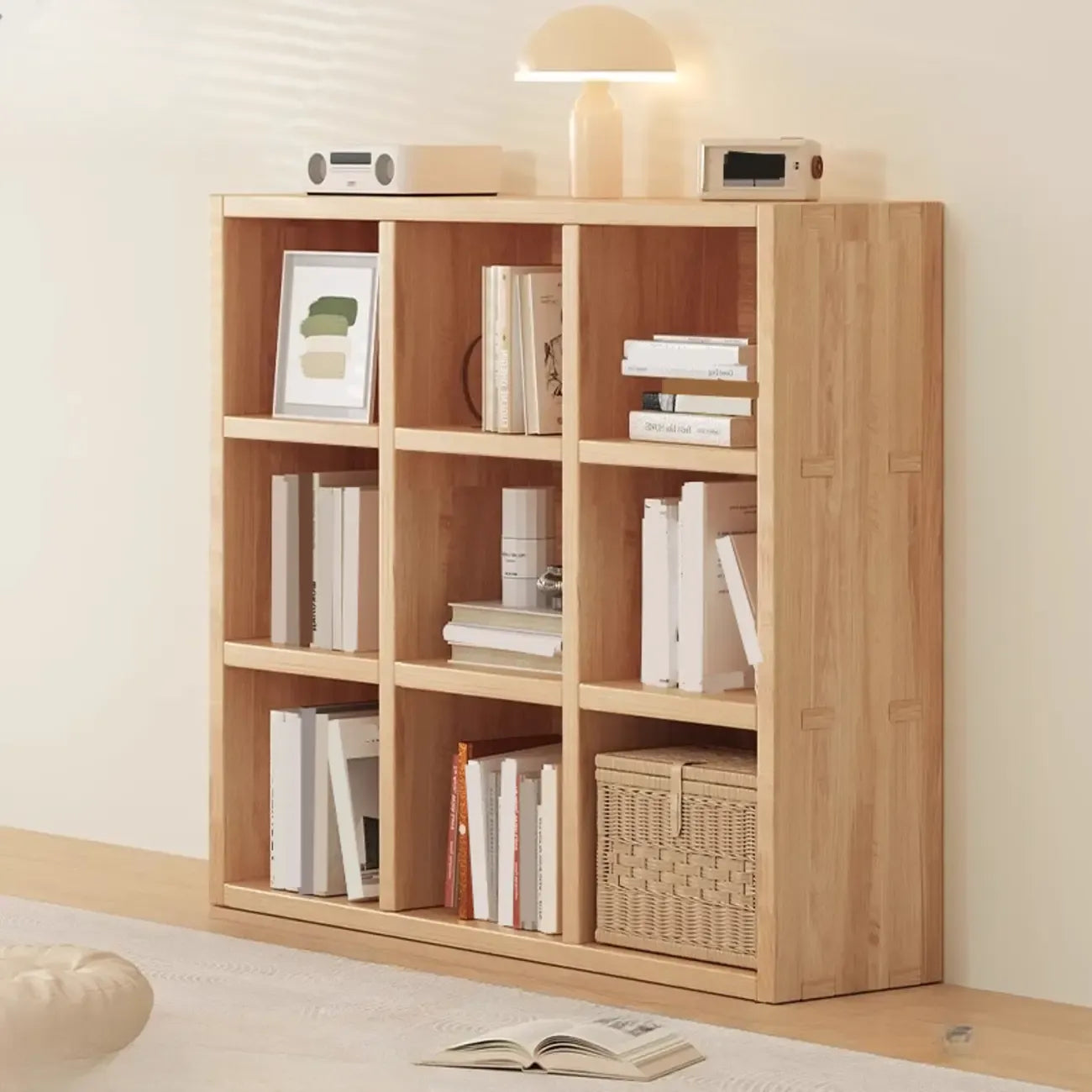 Étagères minimalistes horizontales en bois, style cube de rangement