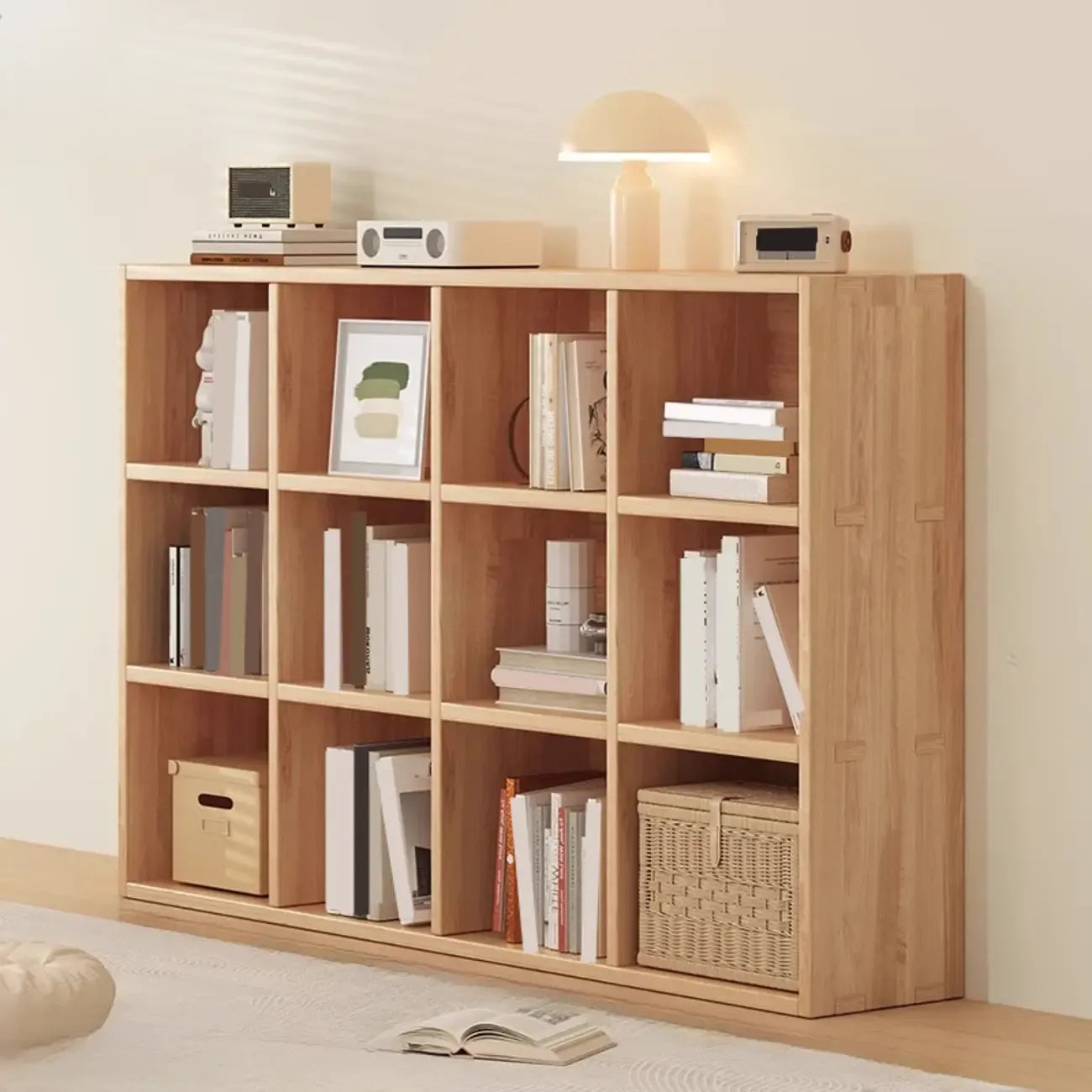 Étagères minimalistes horizontales en bois, style cube de rangement