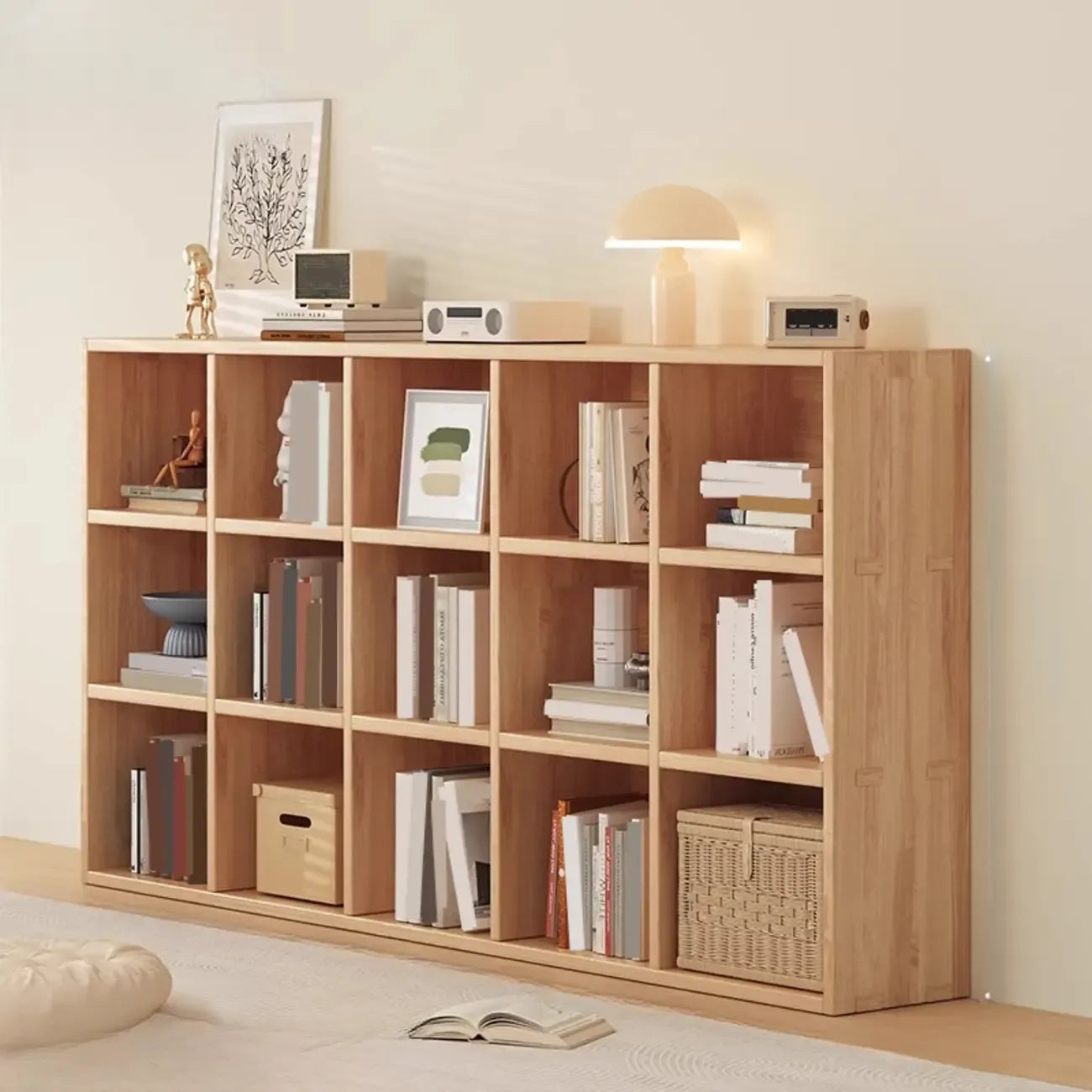 Étagères minimalistes horizontales en bois, style cube de rangement