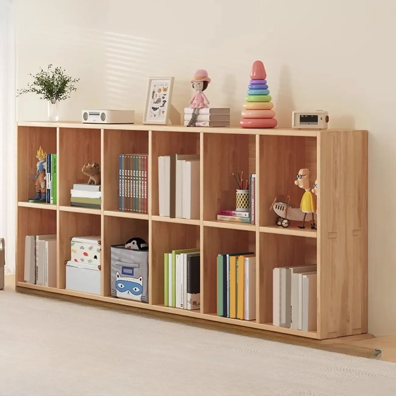Étagères minimalistes horizontales en bois, style cube de rangement