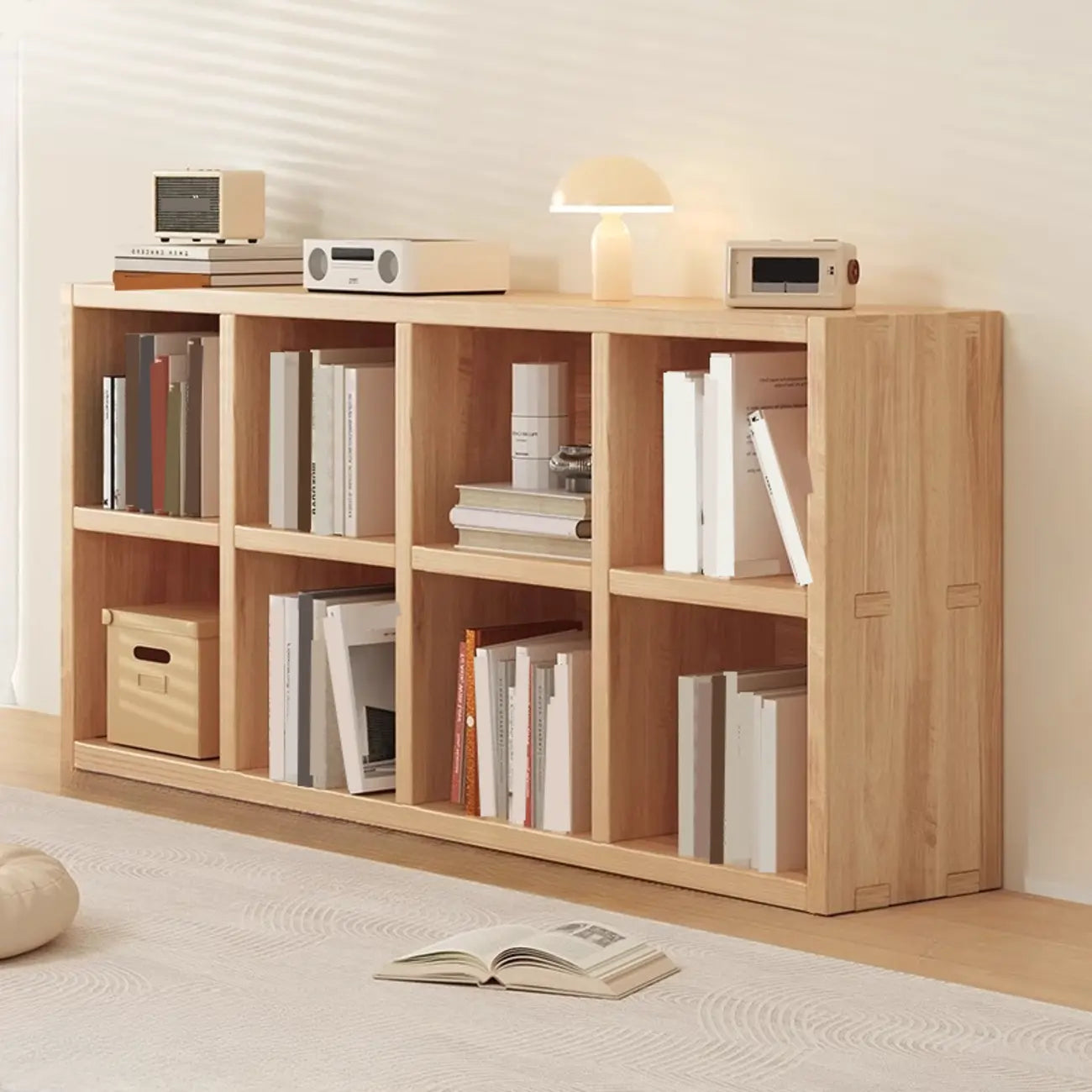 Étagères minimalistes horizontales en bois, style cube de rangement