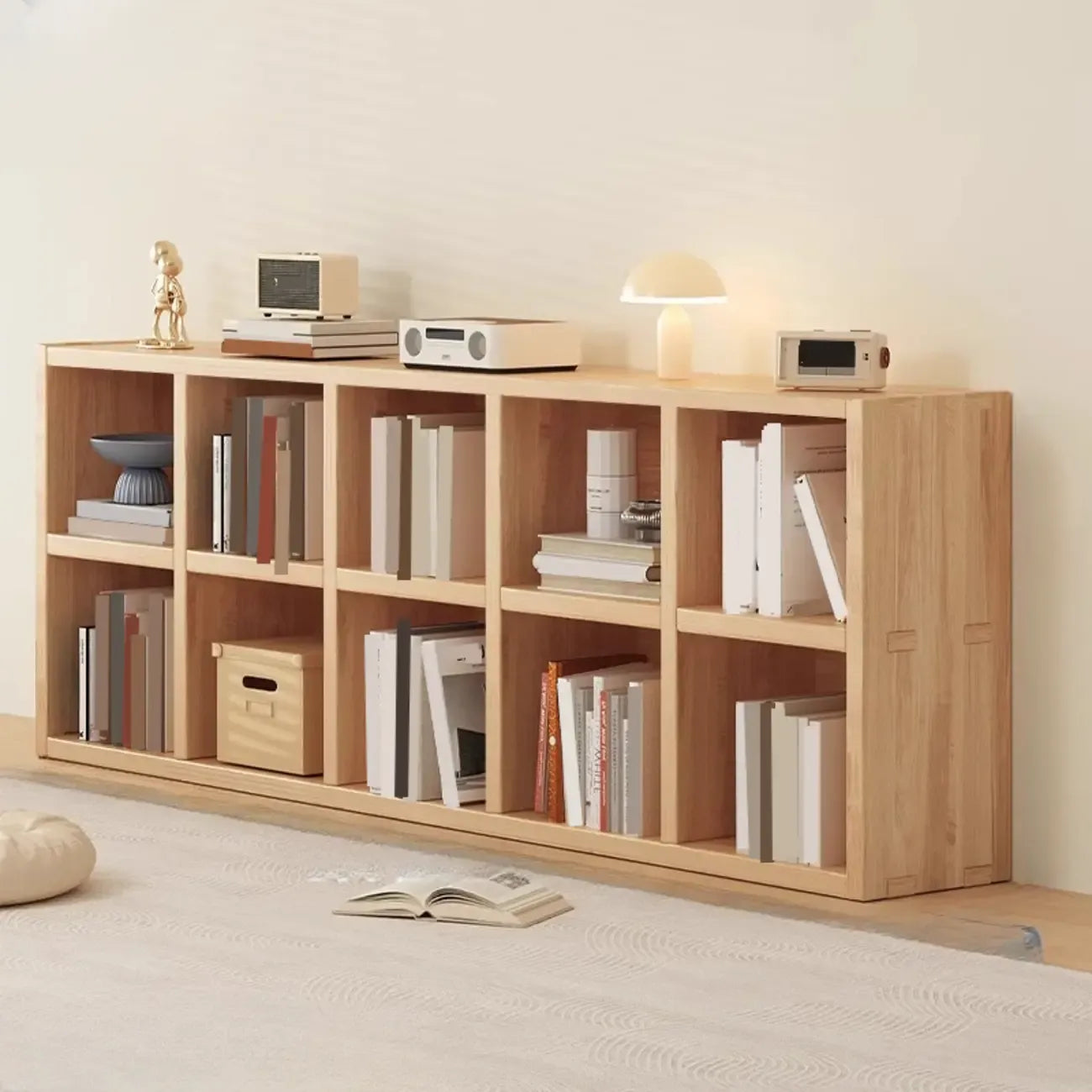 Étagères minimalistes horizontales en bois, style cube de rangement