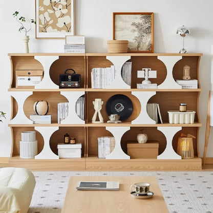 Vitrine moderne Cubitac en bois avec étagères