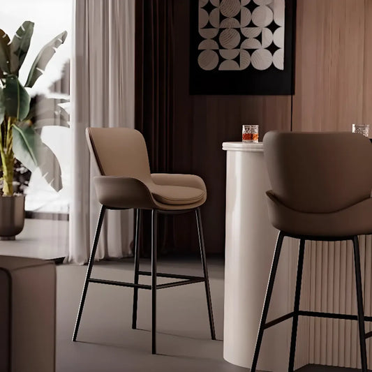 Tabourets de bar de comptoir en cuir à quatre pieds avec seau à café