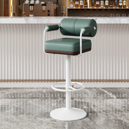 Tabourets de bar pivotants carrés en cuir doré réglables