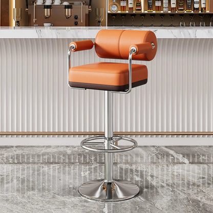 Tabourets de bar pivotants carrés en cuir doré réglables