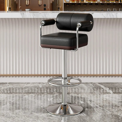 Tabourets de bar pivotants carrés en cuir doré réglables