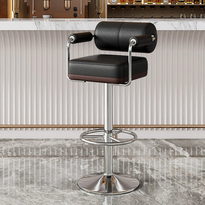 Tabourets de bar pivotants carrés en cuir doré réglables